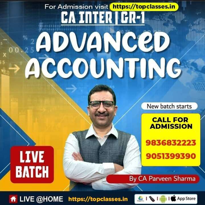 CA Inter- Advanced Accounting Regular (LIVE+REC Mar-25 Batch) For Jan 26 Exams & Onwards By (Validity 6 Months)- CA Parveen Sharma
