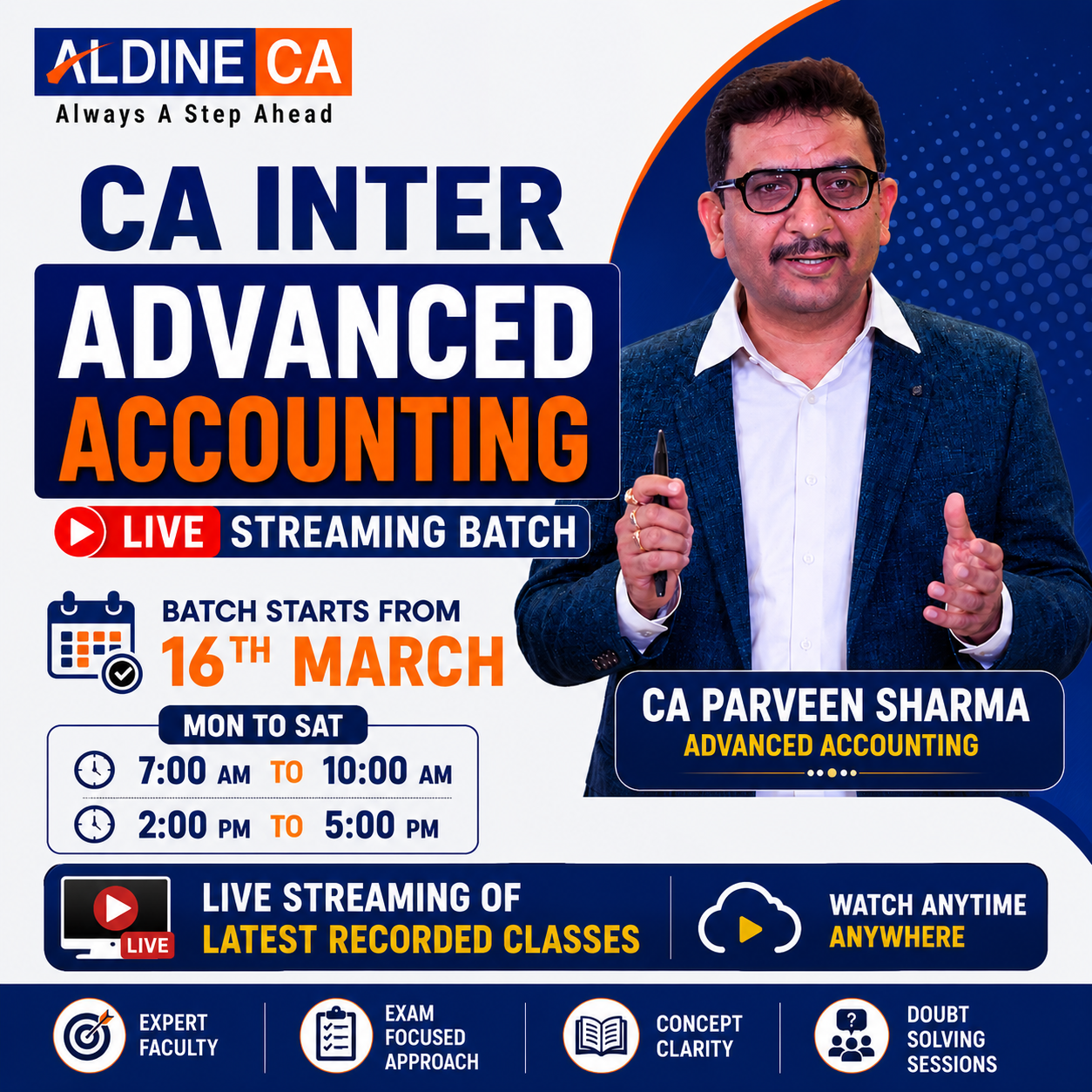 CA Inter Advanced Accounting (Live & Recorded) Batch For Jan 27, May 27 & Onward Exams By CA Parveen Sharma